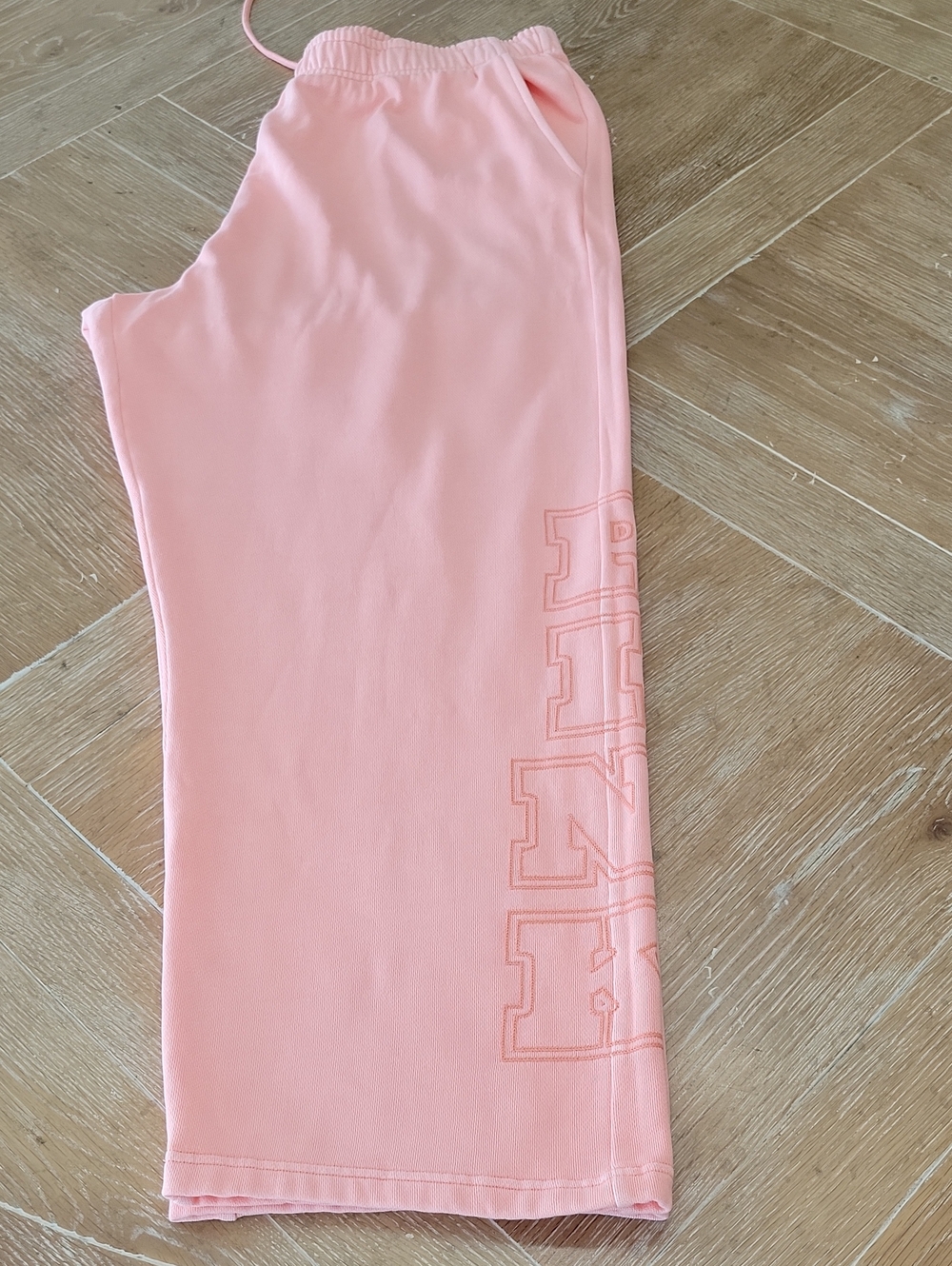 PINK Victoria's Secret Peach Ivy Fleece Straight Leg Sweatpants Logo Leg XL NWT